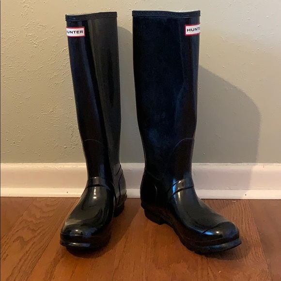 hunter women's original tall black rain boots